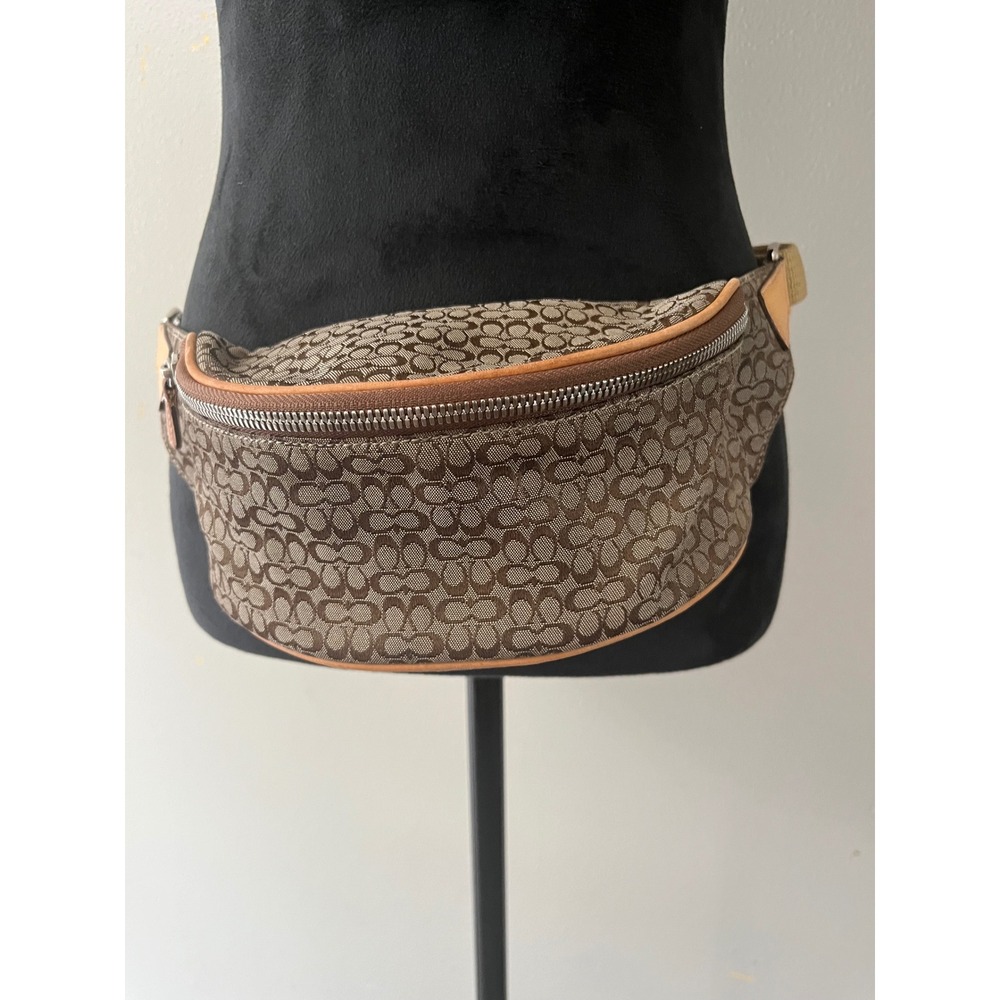 COACH Belt Bag Signature Monogram Fanny Pack Women OS Brown Vintage Streetwear